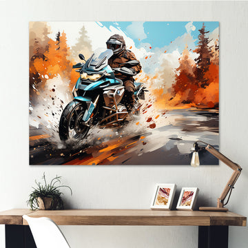 Watercolor Motorcycle Speedster Path - Motorcycle Canvas Wall Art